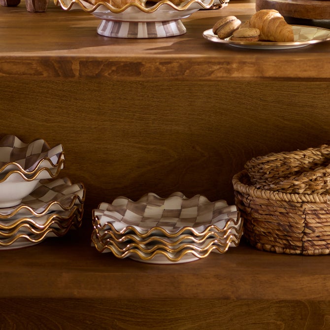 Mocha Check Fluted Ceramic Dinnerware image number 5