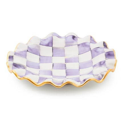 Plum Check Ceramic Fluted Dessert Plate