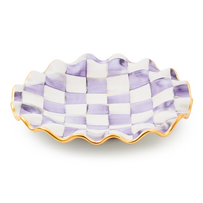 Plum Check Ceramic Fluted Dessert Plate image number 1