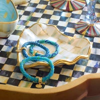 Parchment Check Fluted Heart Plate