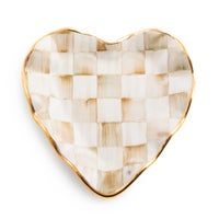 Parchment Check Fluted Heart Plate
