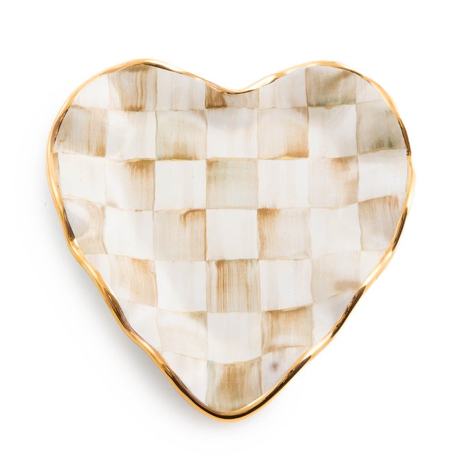 Parchment Check Fluted Heart Plate image number 0