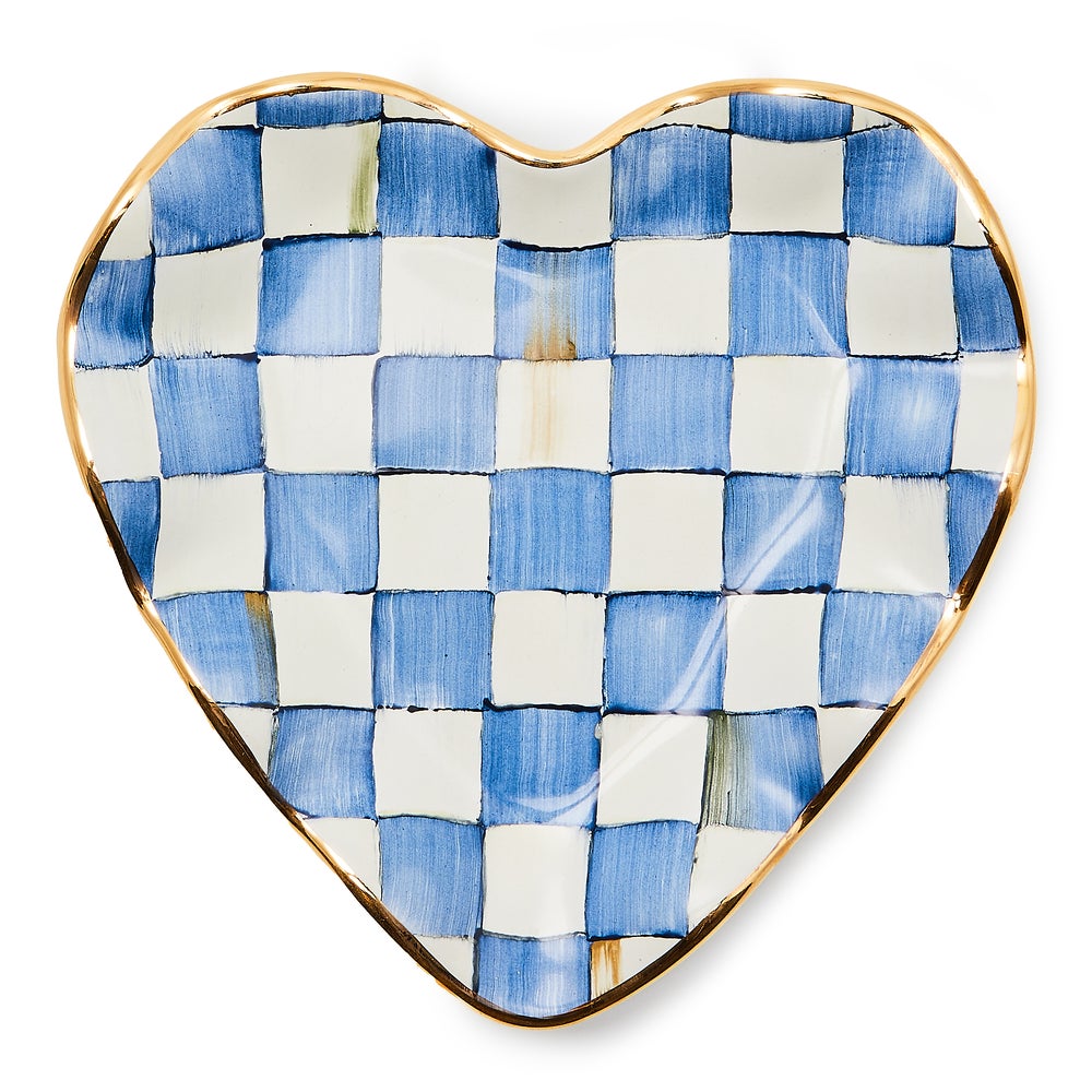 Check Fluted Ceramic Heart Plate - Royal Check mackenzie-childs Panama imagen 1