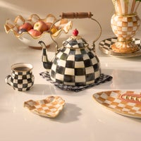 Ginger Check Fluted Heart Plate