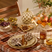 Ginger Check Fluted Heart Plate