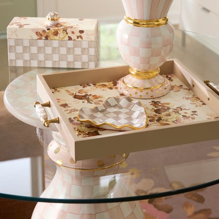 Mocha Check Ceramic Heart Plate