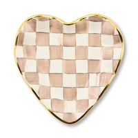 Mocha Check Ceramic Heart Plate