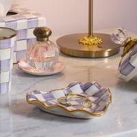 Violet Check Fluted Ceramic Heart Plate