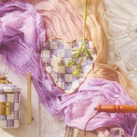 Violet Check Fluted Ceramic Heart Plate