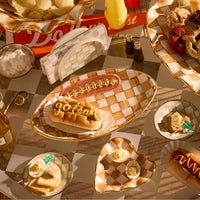 Ginger Check Ceramic Football Platter