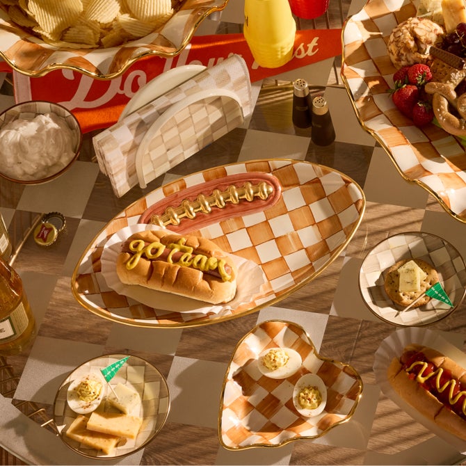 Ginger Check Ceramic Football Platter image number 2