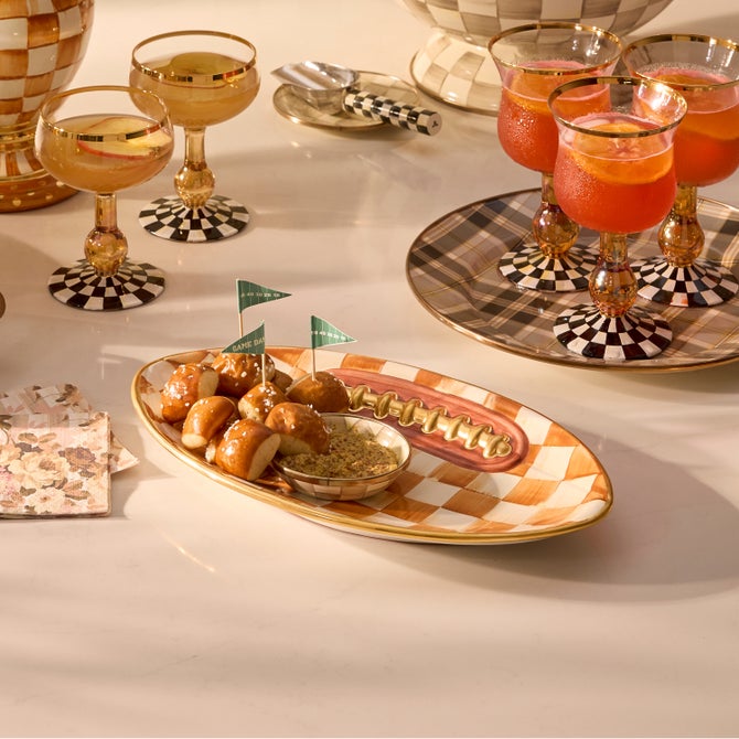 Ginger Check Ceramic Football Platter image number 3