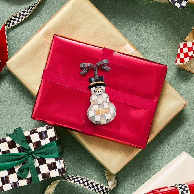Sterling Check 2025 Snowman Ornament image number 1