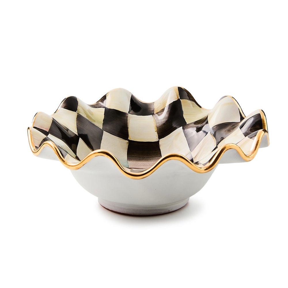 Check Fluted Ceramic Breakfast Bowl - Courtly Check mackenzie-childs Panama imagen 1