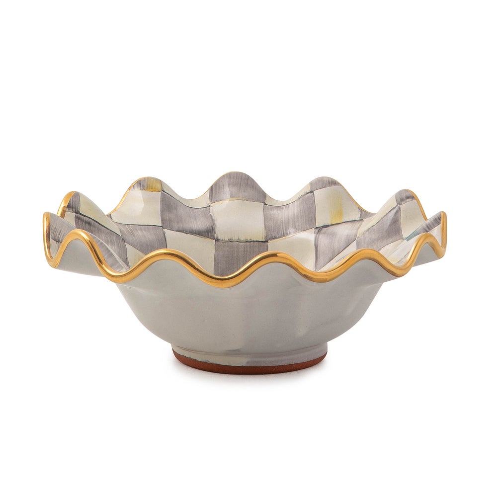 Check Fluted Ceramic Breakfast Bowl - Sterling Check mackenzie-childs Panama imagen 1