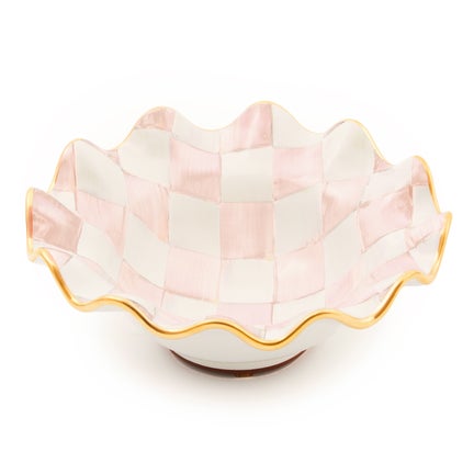 Rosy Check Ceramic Fluted Breakfast Bowl