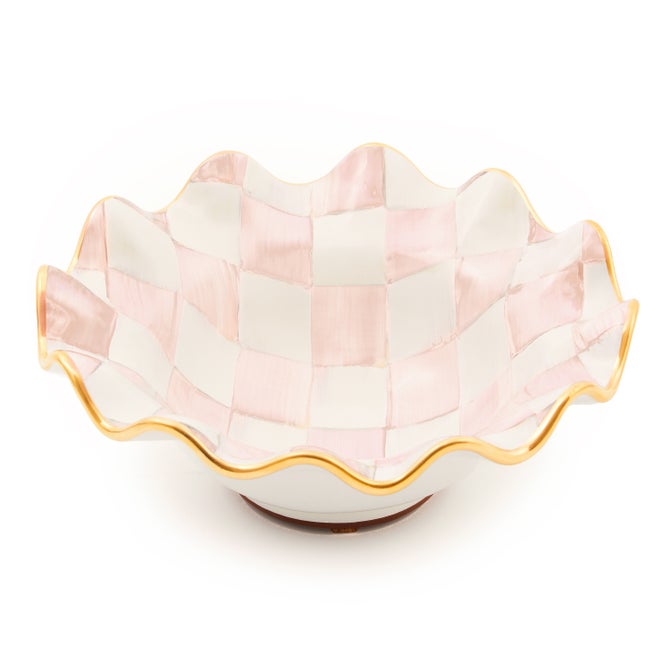 Rosy Check Ceramic Fluted Breakfast Bowl image number 2