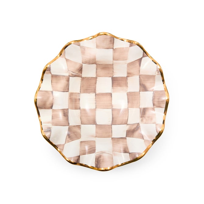 Mocha Check Ceramic Fluted Breakfast Bowl image number 3