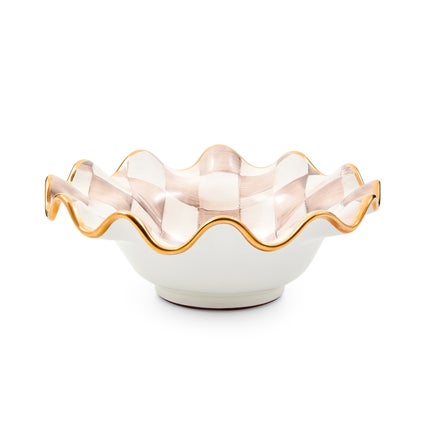 Mocha Check Ceramic Fluted Breakfast Bowl