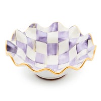 Plum Check Ceramic Fluted Breakfast Bowl