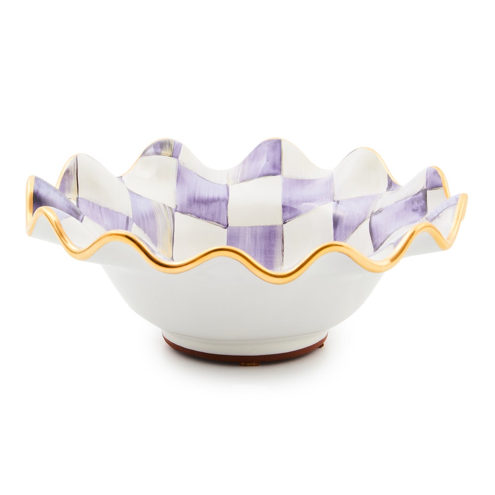 Check Fluted Ceramic Breakfast Bowl - Plum Check mackenzie-childs Panama imagen 1