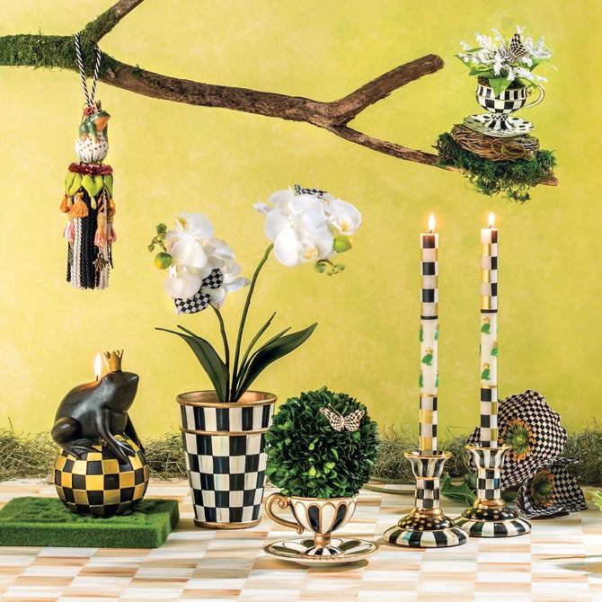 Courtly Check Large Ceramic Candlestick image number 1