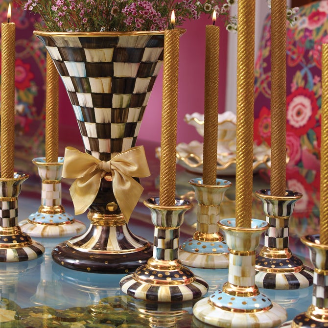 Courtly Check Large Ceramic Candlestick image number 4