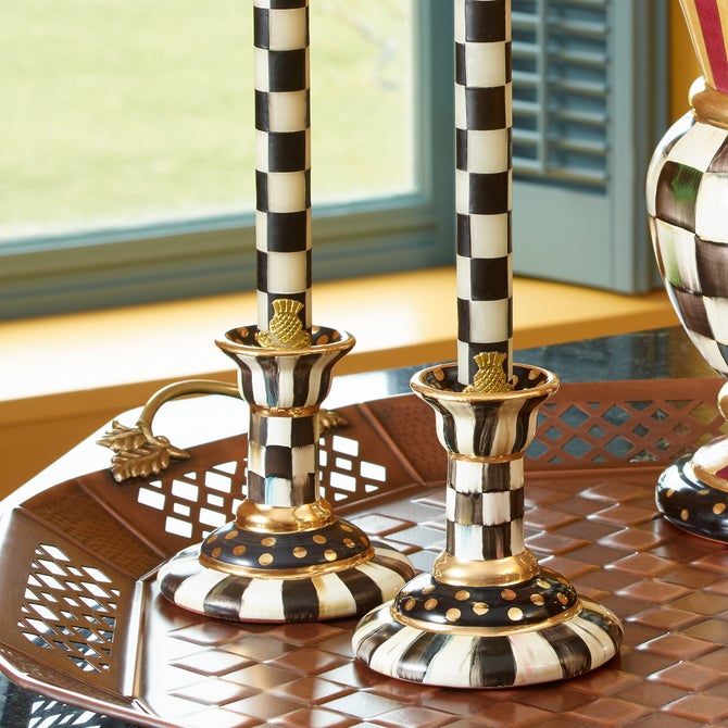 Courtly Check Large Ceramic Candlestick image number 5