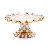 Mocha Check Ceramic Fluted Cake Stand