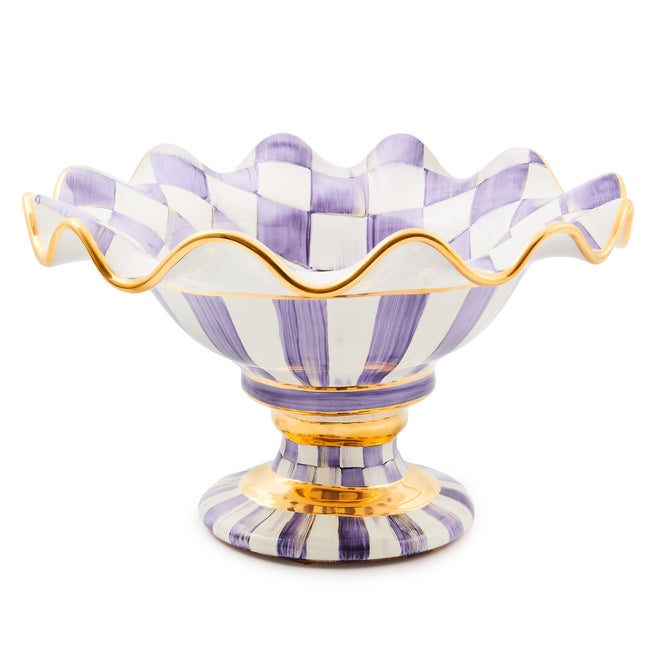 Plum Check Ceramic Compote image number 0