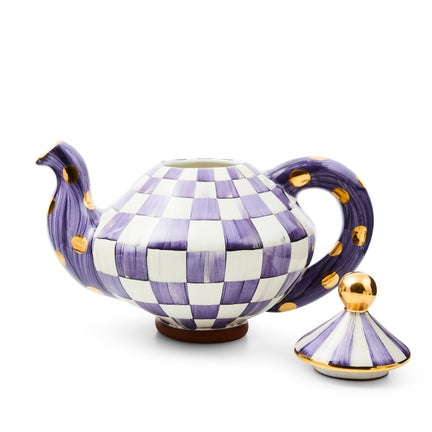 Violet Check Ceramic Teapot