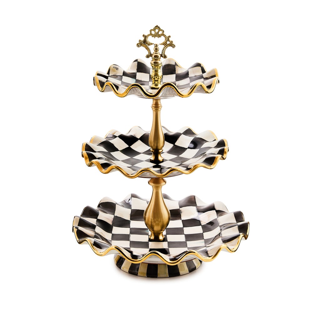 Ceramic Sweet Stand - Courtly Check, Three Tier mackenzie-childs Panama imagen 1