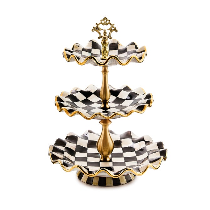 Courtly Check Ceramic Three Tier Sweet Stand image number 0