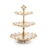 Parchment Check Three Tier Sweet Stand