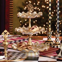 Parchment Check Three Tier Sweet Stand