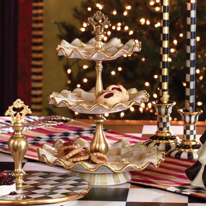 Parchment Check Three Tier Sweet Stand image number 3