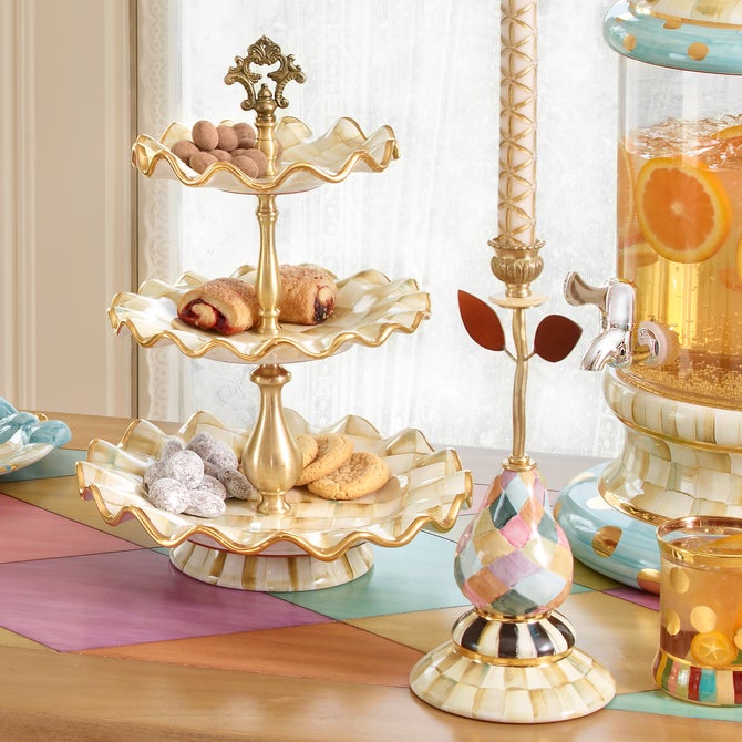 Parchment Check Three Tier Sweet Stand image number 5