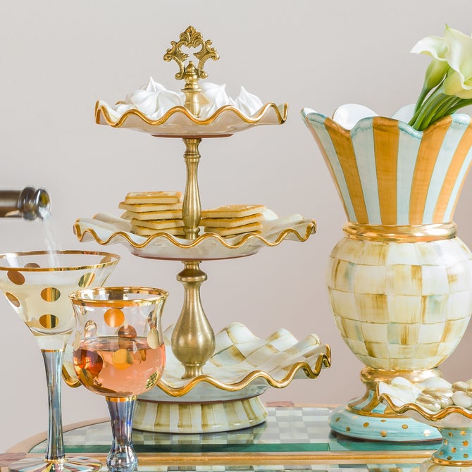 Parchment Check Three Tier Sweet Stand image number 9