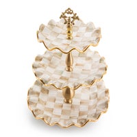 Parchment Check Three Tier Sweet Stand