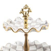 Sterling Check Ceramic Three Tier Sweet Stand