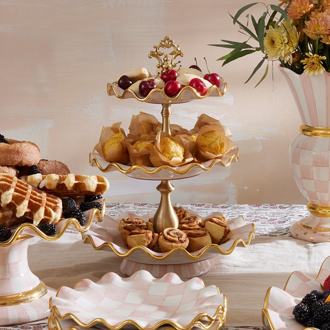 Rosy Check Ceramic Three Tier Sweet Stand image number 2