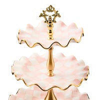 Rosy Check Ceramic Three Tier Sweet Stand