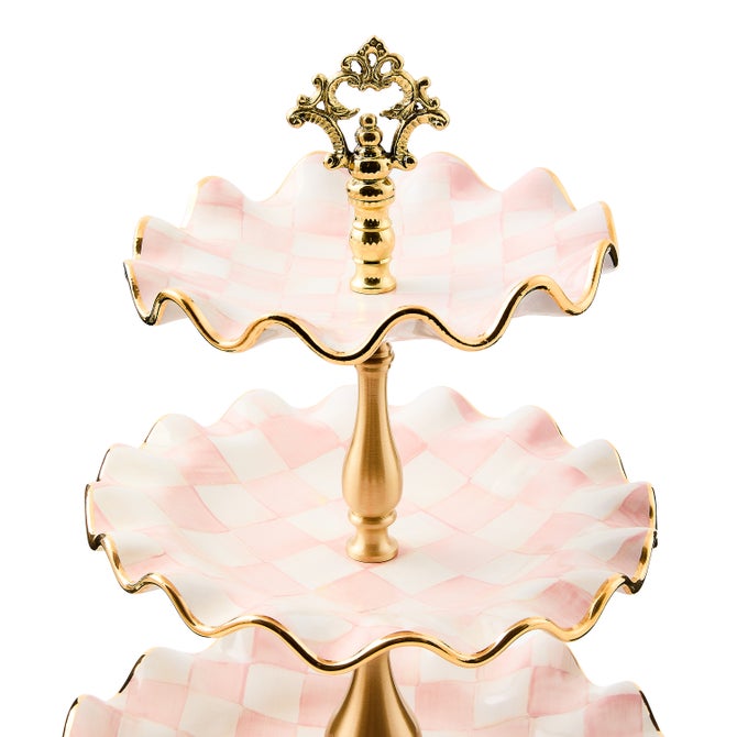 Rosy Check Ceramic Three Tier Sweet Stand image number 2