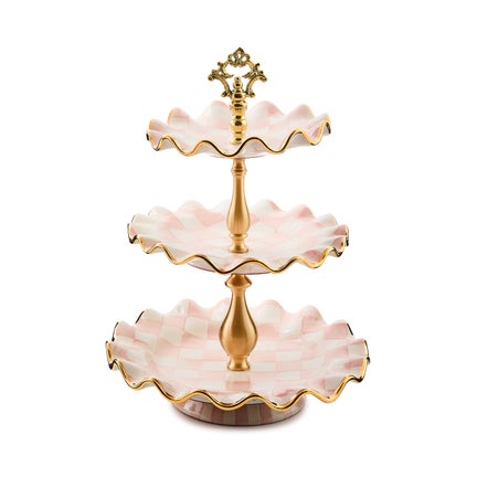Rosy Check Ceramic Three Tier Sweet Stand