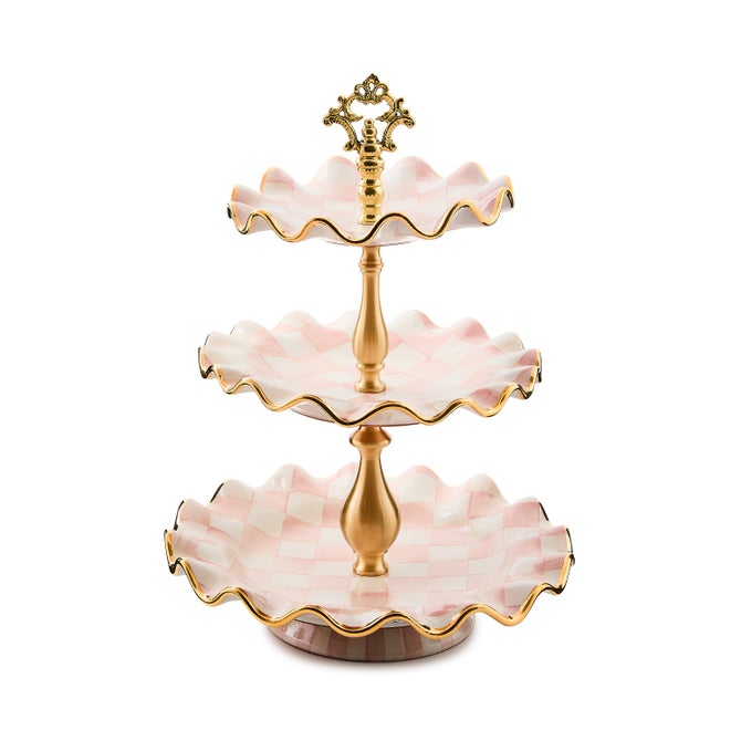 Rosy Check Ceramic Three Tier Sweet Stand image number 0
