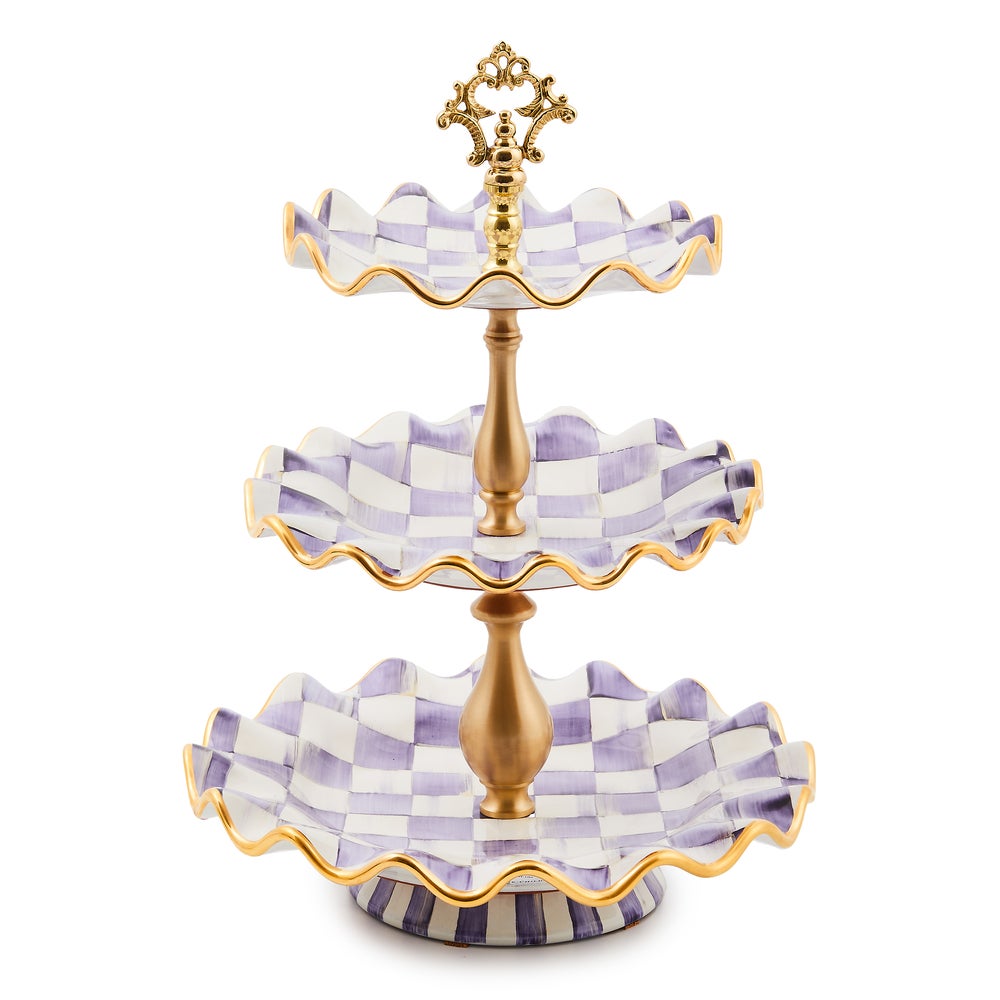 Ceramic Sweet Stand - Plum Check, Three Tier mackenzie-childs Panama imagen 1