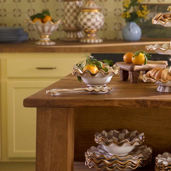 Mocha Check Ceramic Spoon Rest image number 1