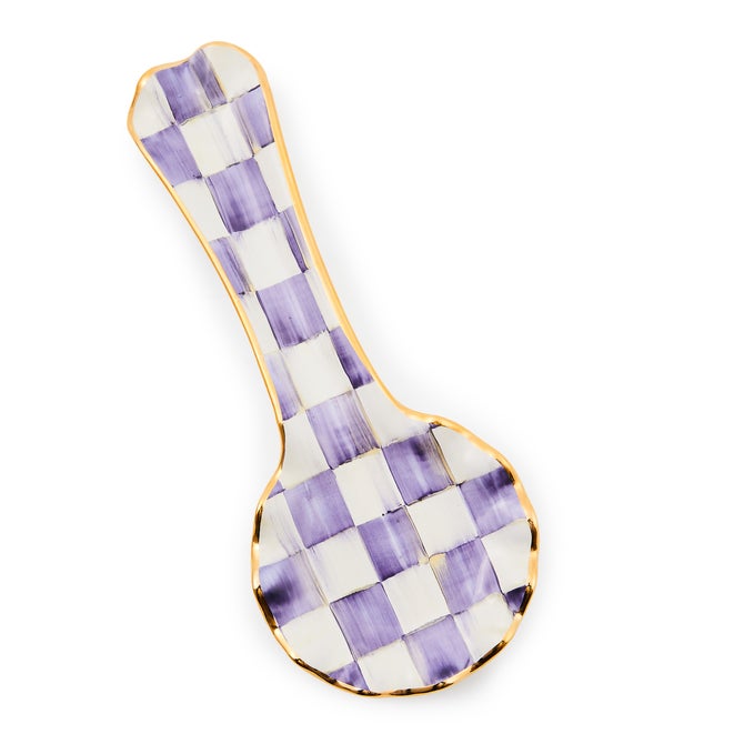 Plum Check Ceramic Spoon Rest image number 0
