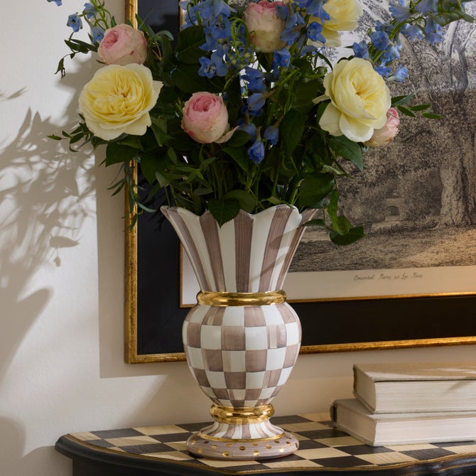 Mocha Check Ceramic Great Vase image number 2