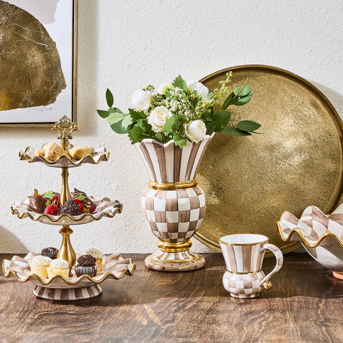 Mocha Check Ceramic Great Vase image number 3